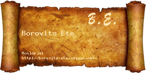 Borovits Ete névjegykártya